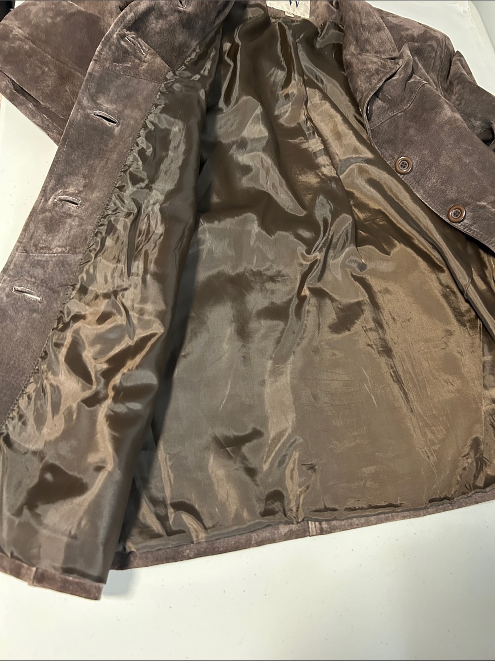 Vintage Brown Suede Leather Belted Jacket - Picture 14 of 15